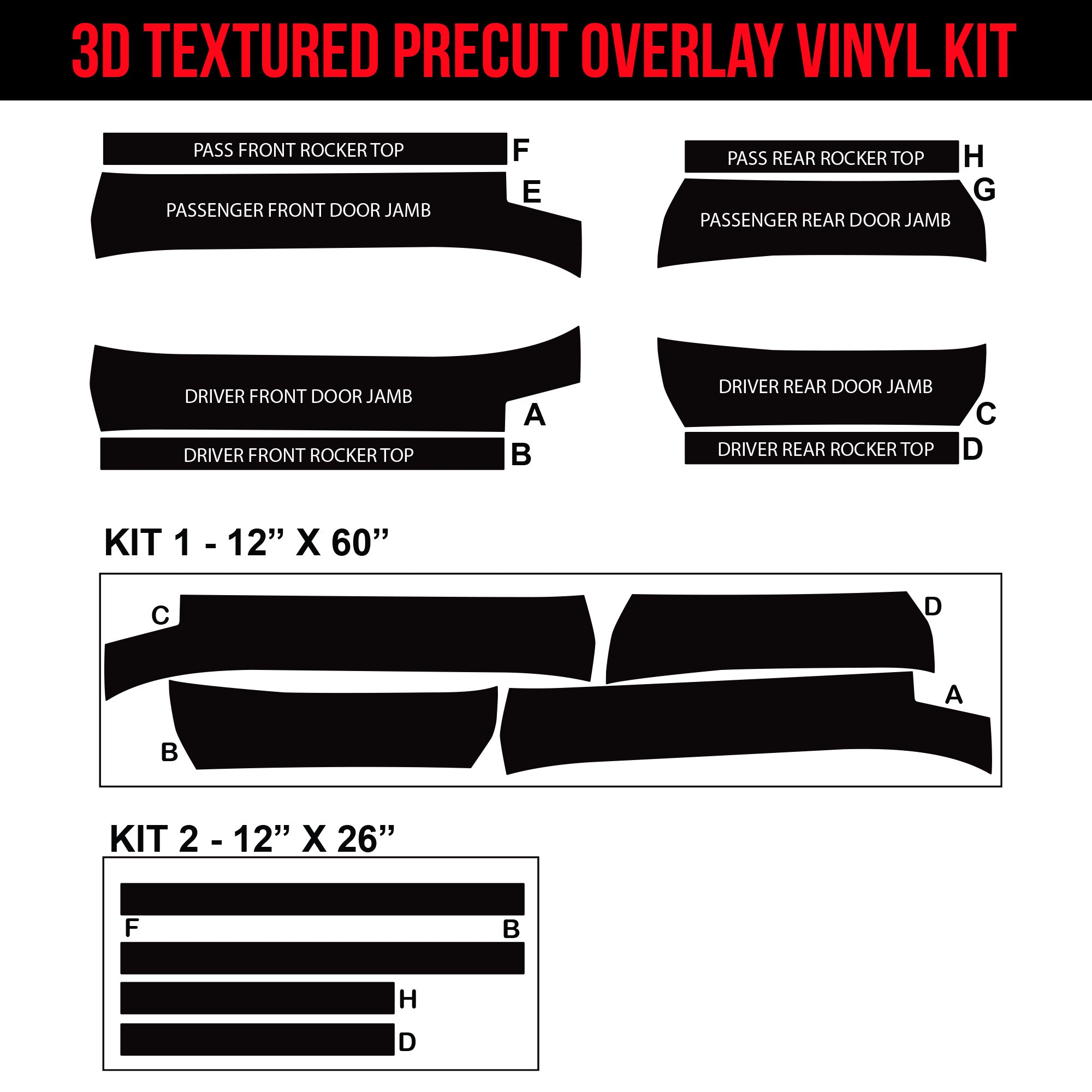 Tesla Cybertruck Door Sill Jamb DIY Vinyl Overlay Film Protection Guard Kit - Bed Liner Spray Look | TOProtect