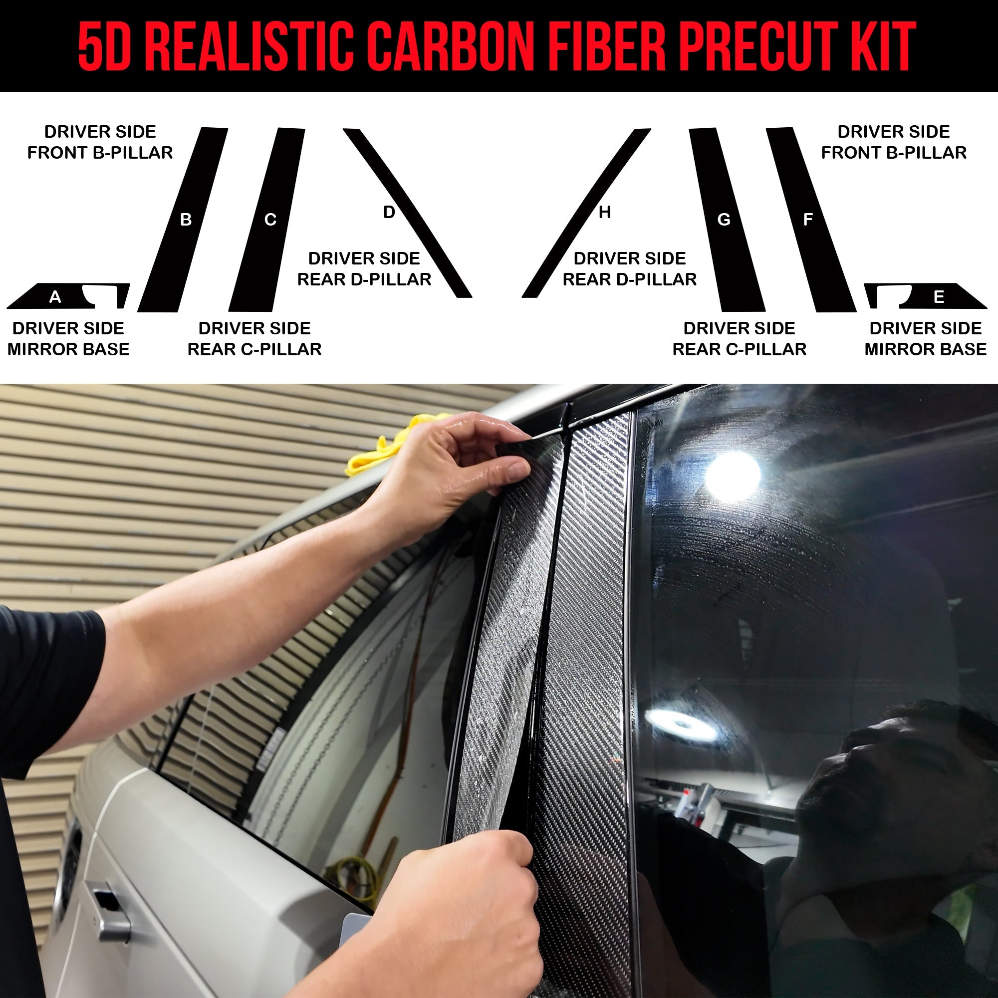 Range Rover Sport Pillars 5D Realistic Carbon Fiber Fascia Overlay PPF Kit by TOProtect (2023 - 2025) - SLIPLO