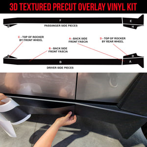 Tesla Cybertruck Rocker Panels DIY Fascia Vinyl Overlay Film Protection Kit Guard - Bed Liner Spray Look | TOProtect - SLIPLO