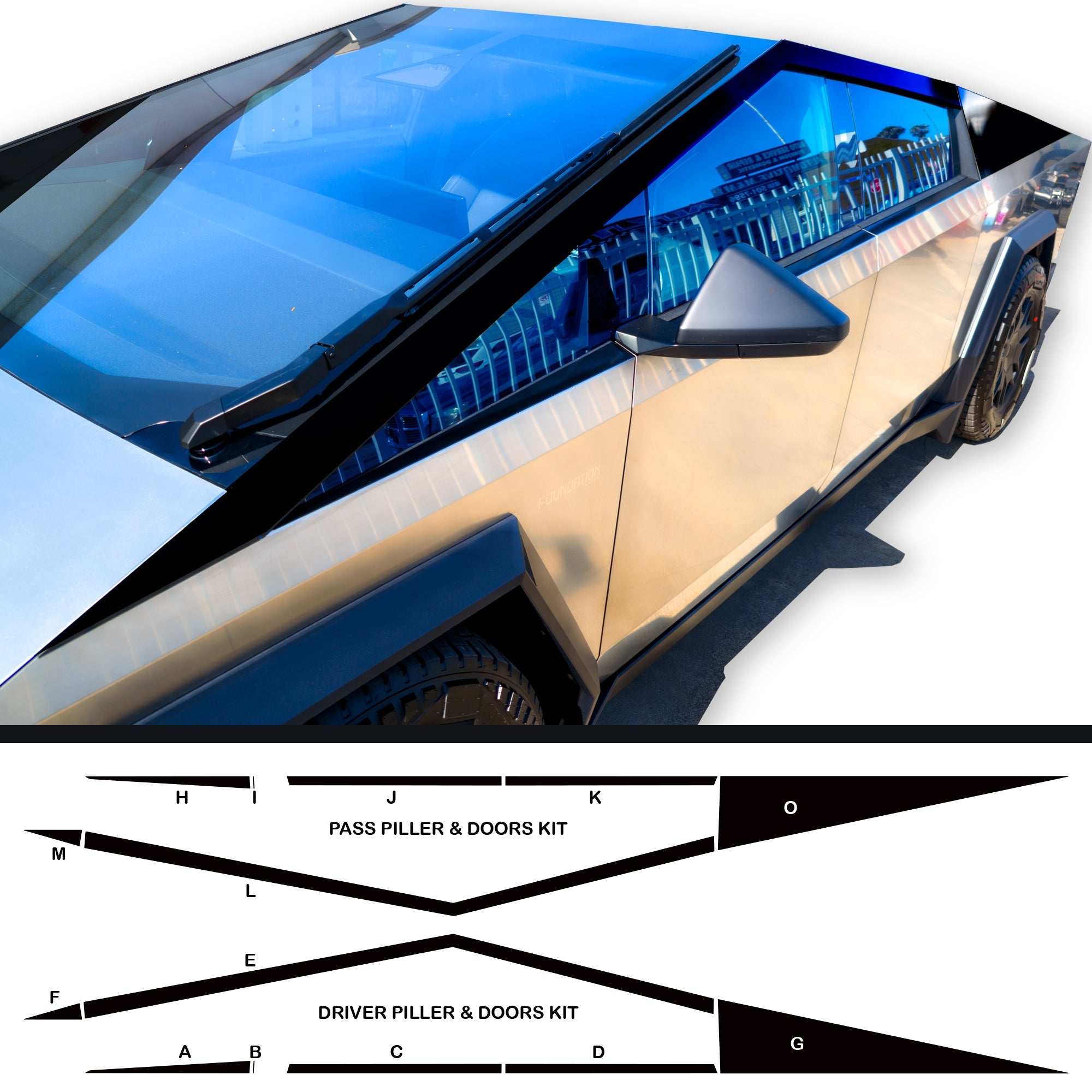 Tesla Cybertruck Window Surround Black Out Pre - Cut Kit – Paint Protection Film | TOProtect - SLIPLO